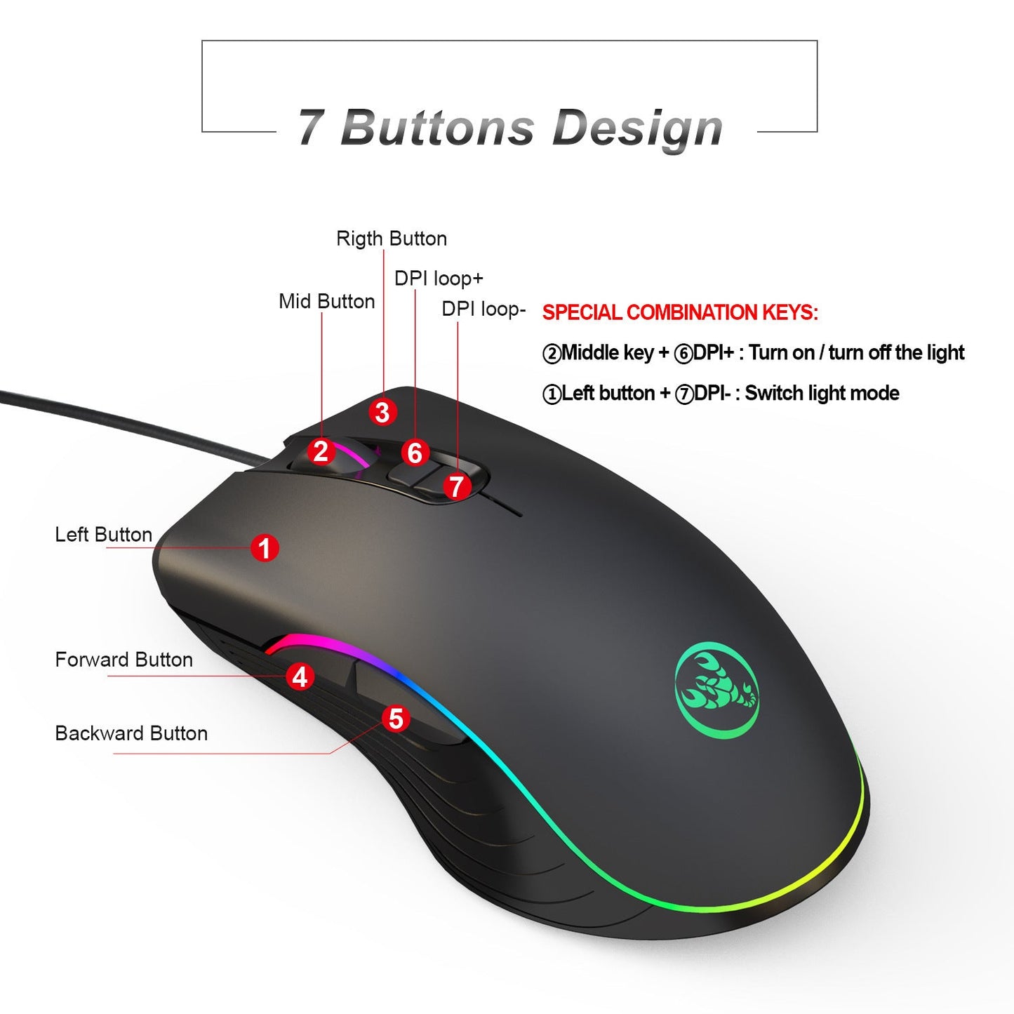 Glowing Wired Mouse - ElectronicxPowerA867RGB gaming mou