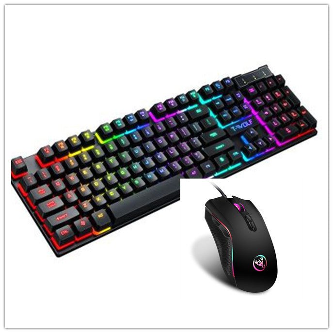 Luminous Wired Keyboard - ElectronicxPowerT20 BLACK with mouse