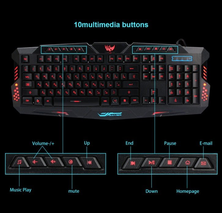Tricolor Gaming Keyboard - ElectronicxPowerKeyboard + mouse