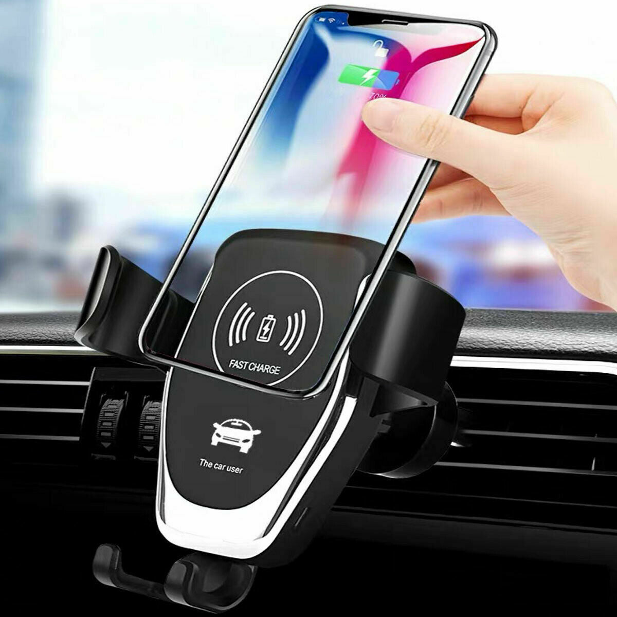 Wireless Fast Car Charger Mount Holder Stand Automatic Clamping Charging - ElectronicxPower