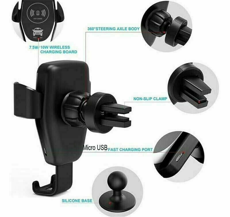 Wireless Fast Car Charger Mount Holder Stand Automatic Clamping Charging - ElectronicxPower