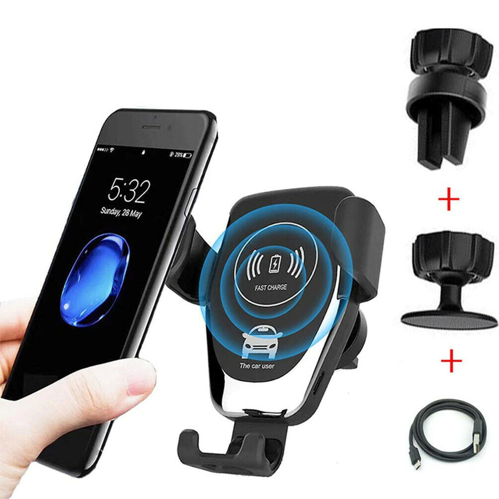 Wireless Fast Car Charger Mount Holder Stand Automatic Clamping Charging - ElectronicxPower