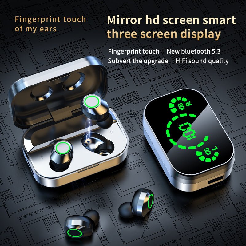 Wireless Bluetooth Earbuds – LED Display & Deep Bass - ElectronicxPowerBlackusb